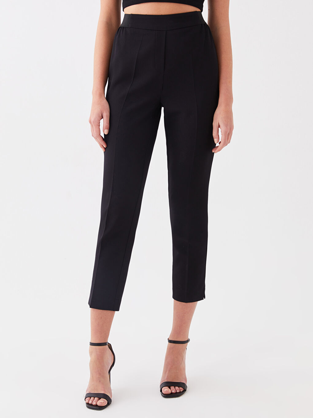 Женские Брюки Морковного Кроя Однотонные-2