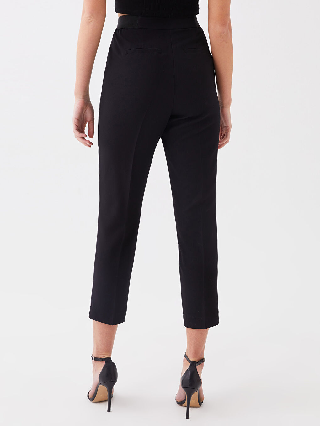 Женские Брюки Морковного Кроя Однотонные-4