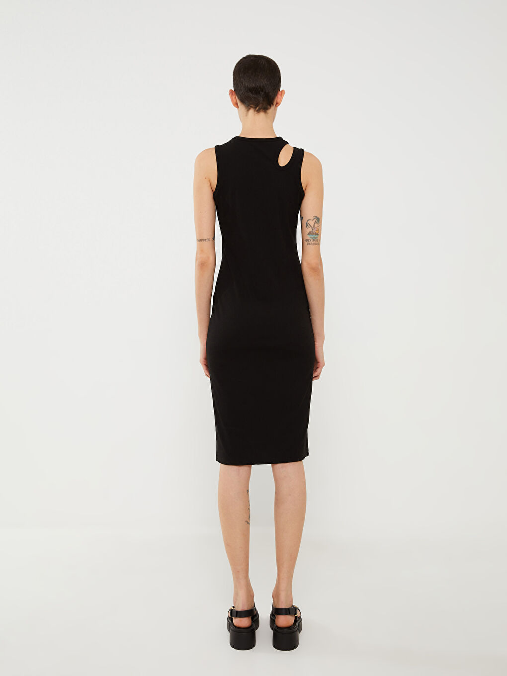 LCW Vision Rundhalsausschnitt Fensterdetail Damen Figurbetontes Kleid -S3GP79Z8-CVL