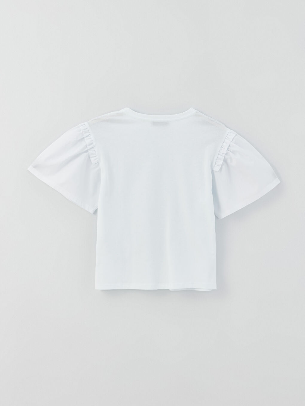 بلوزة نسائية بياقة دائرية سادة بأكمام قصيرة-5