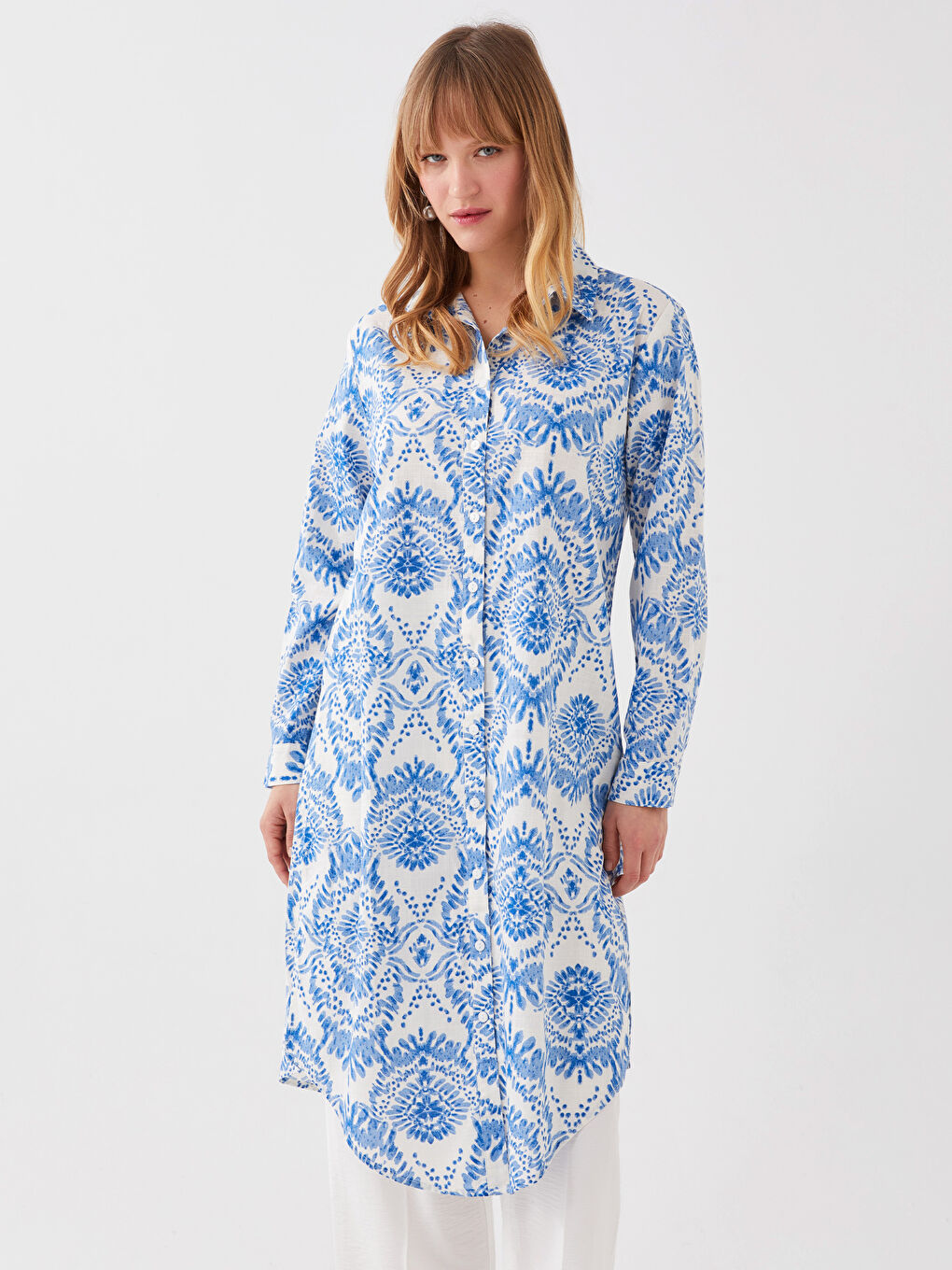 قميص تونيك منقوش للسيدات-1