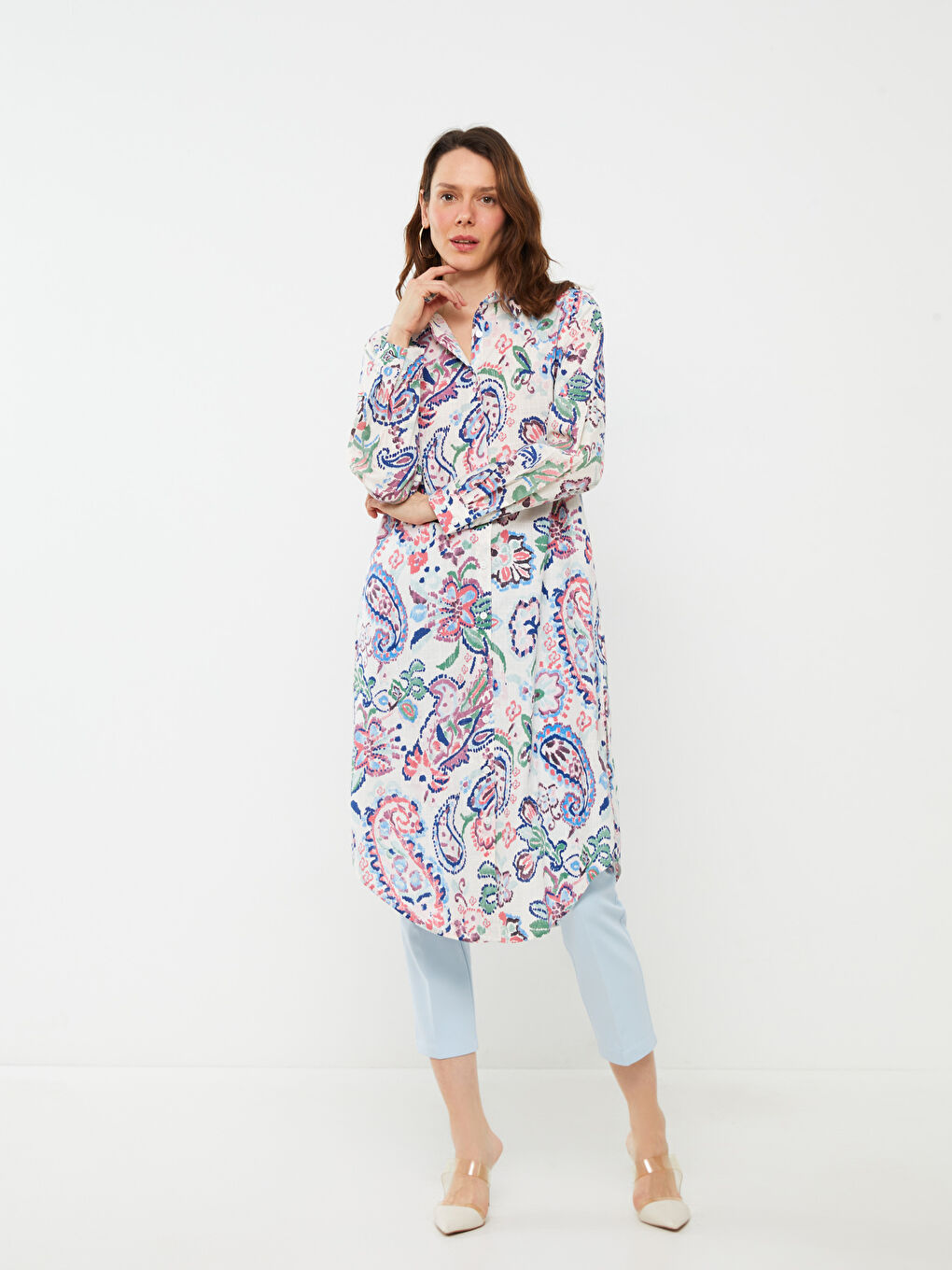 قميص تونيك منقوش للسيدات-1