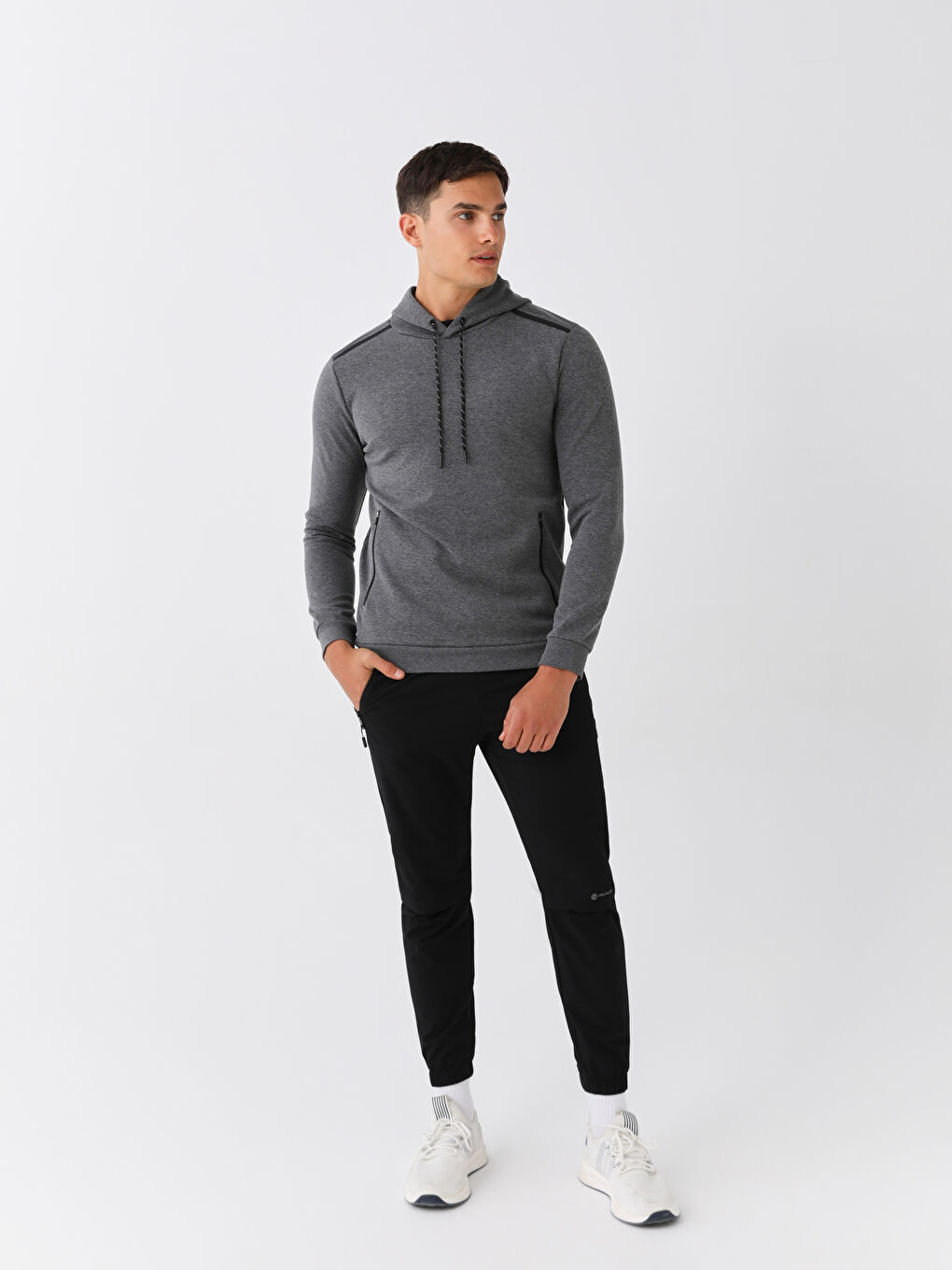 LCW ECO Gri Melanj Uzun Kollu Erkek Hoodie - 2