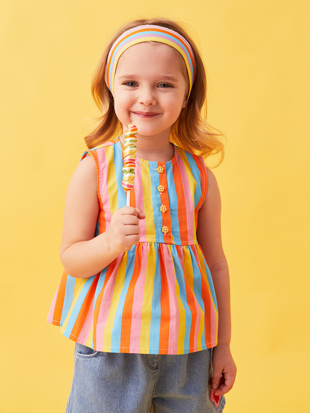 Chemise Bébé Fille Col Rond Bloc de Couleurs