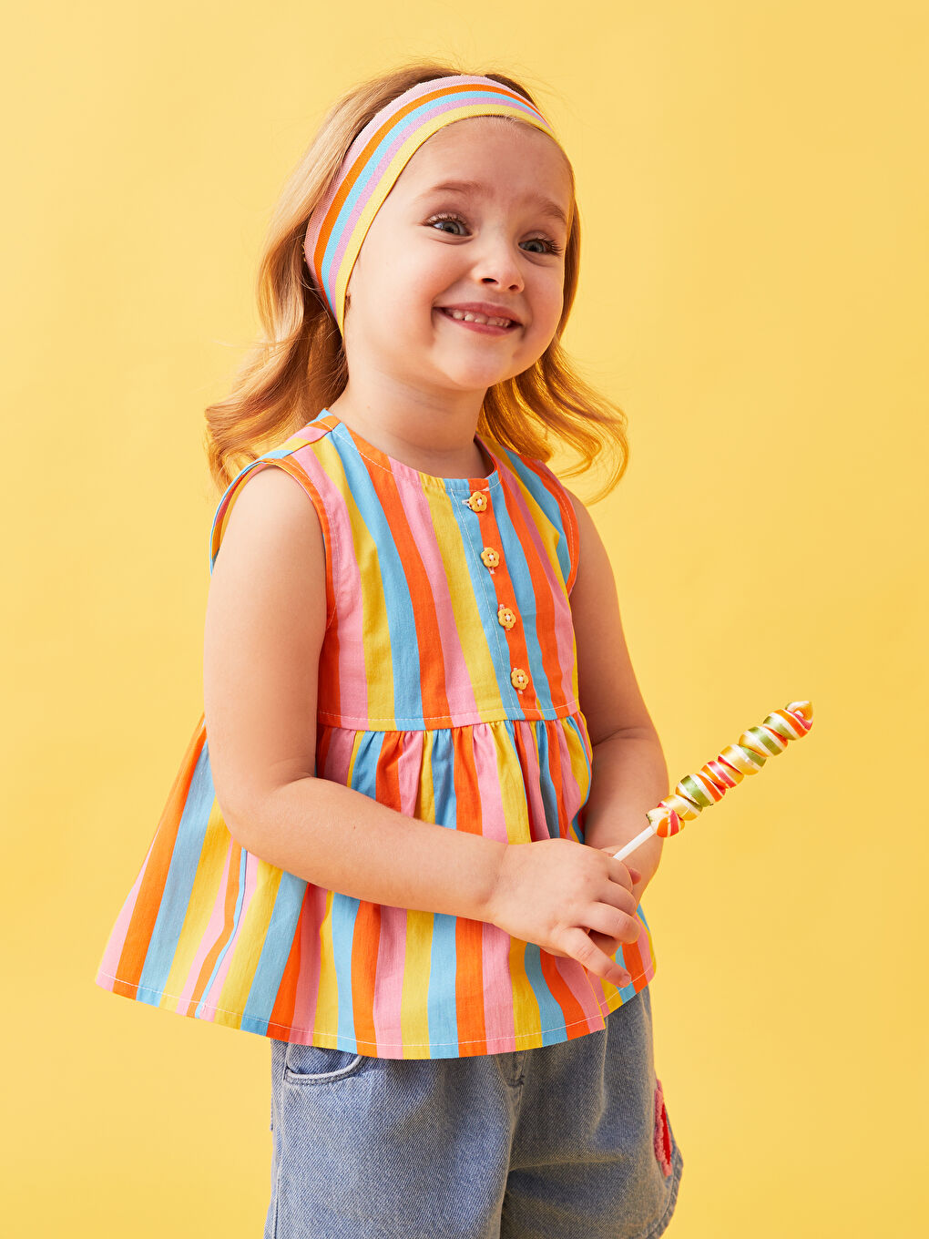 Chemise Bébé Fille Col Rond Bloc de Couleurs-1