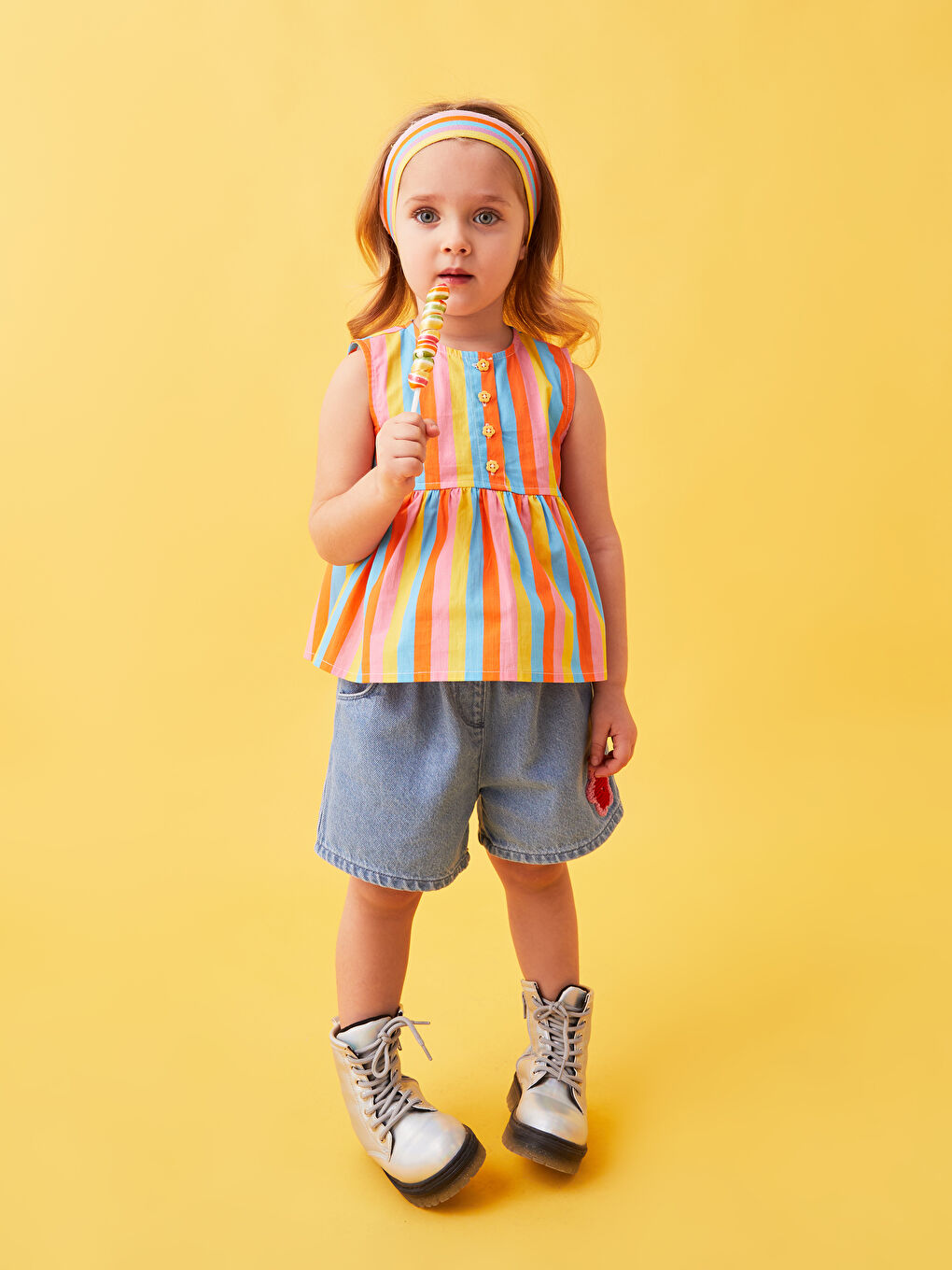 Chemise Bébé Fille Col Rond Bloc de Couleurs-4