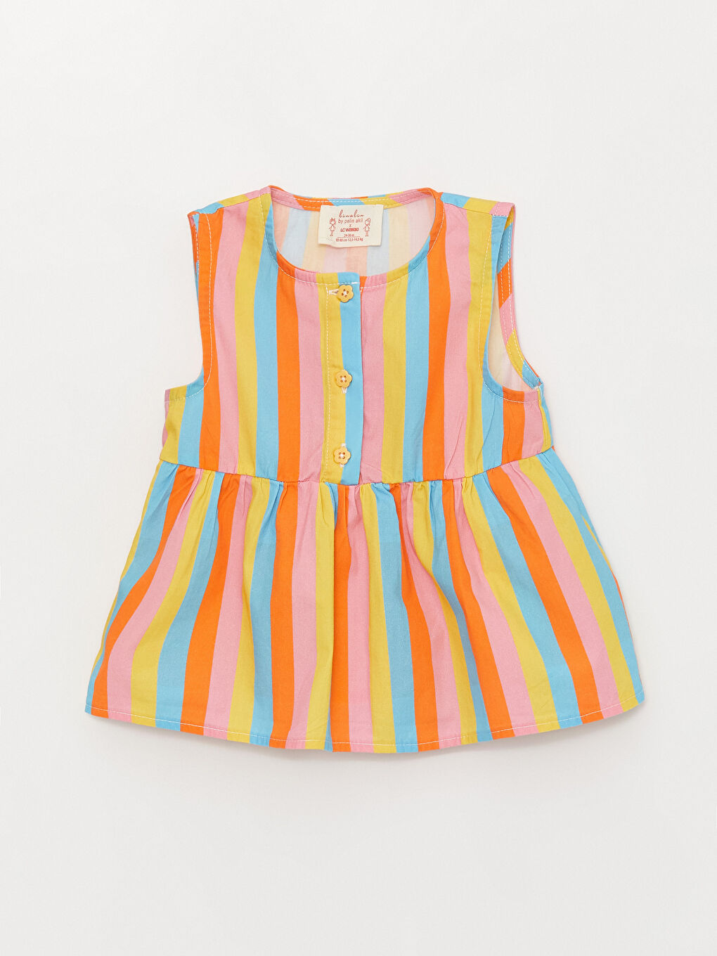 Chemise Bébé Fille Col Rond Bloc de Couleurs-5