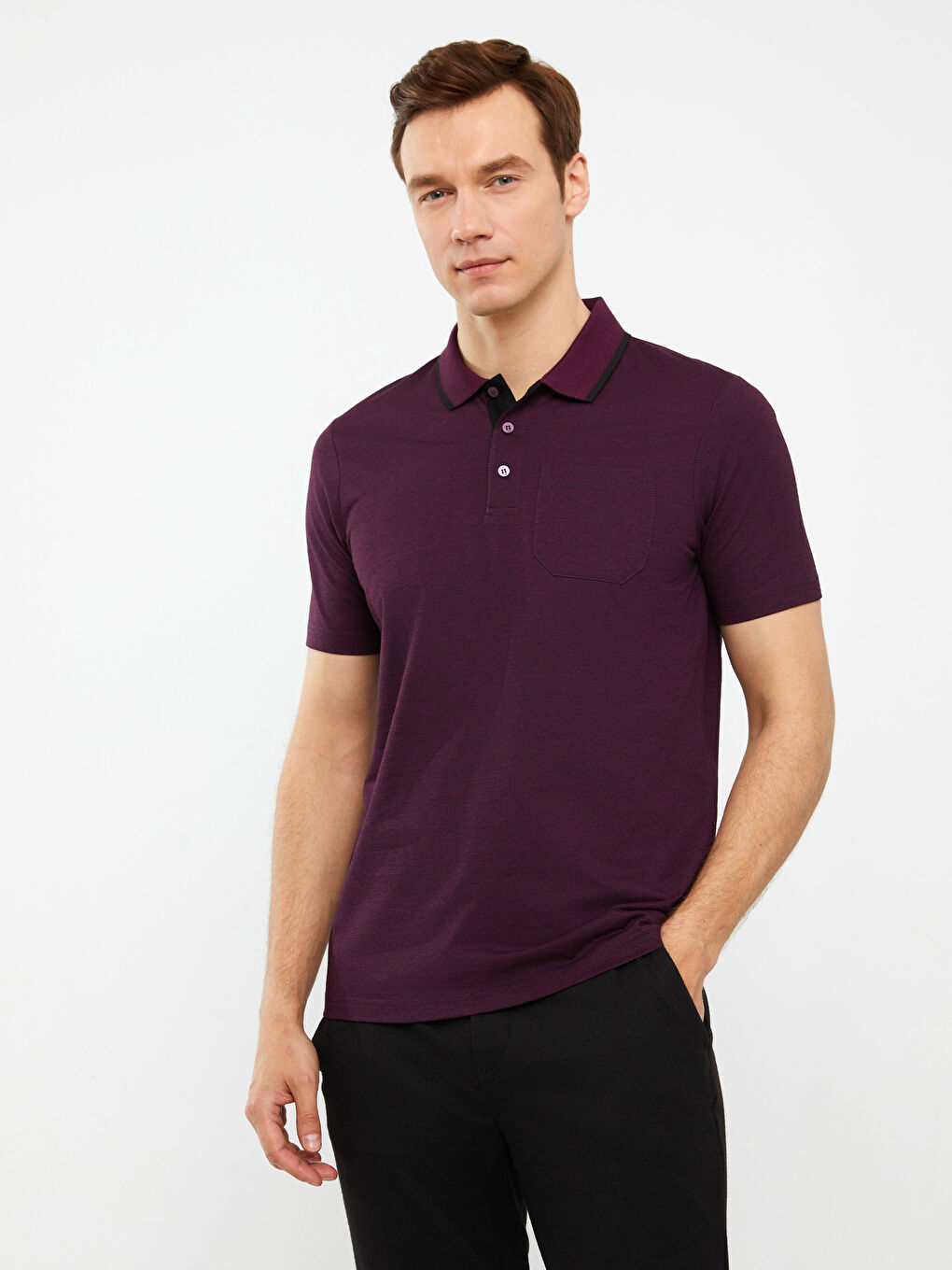 تيشيرت ياقة بولو كم قصير مُعالج بالميرسرايز للرجال