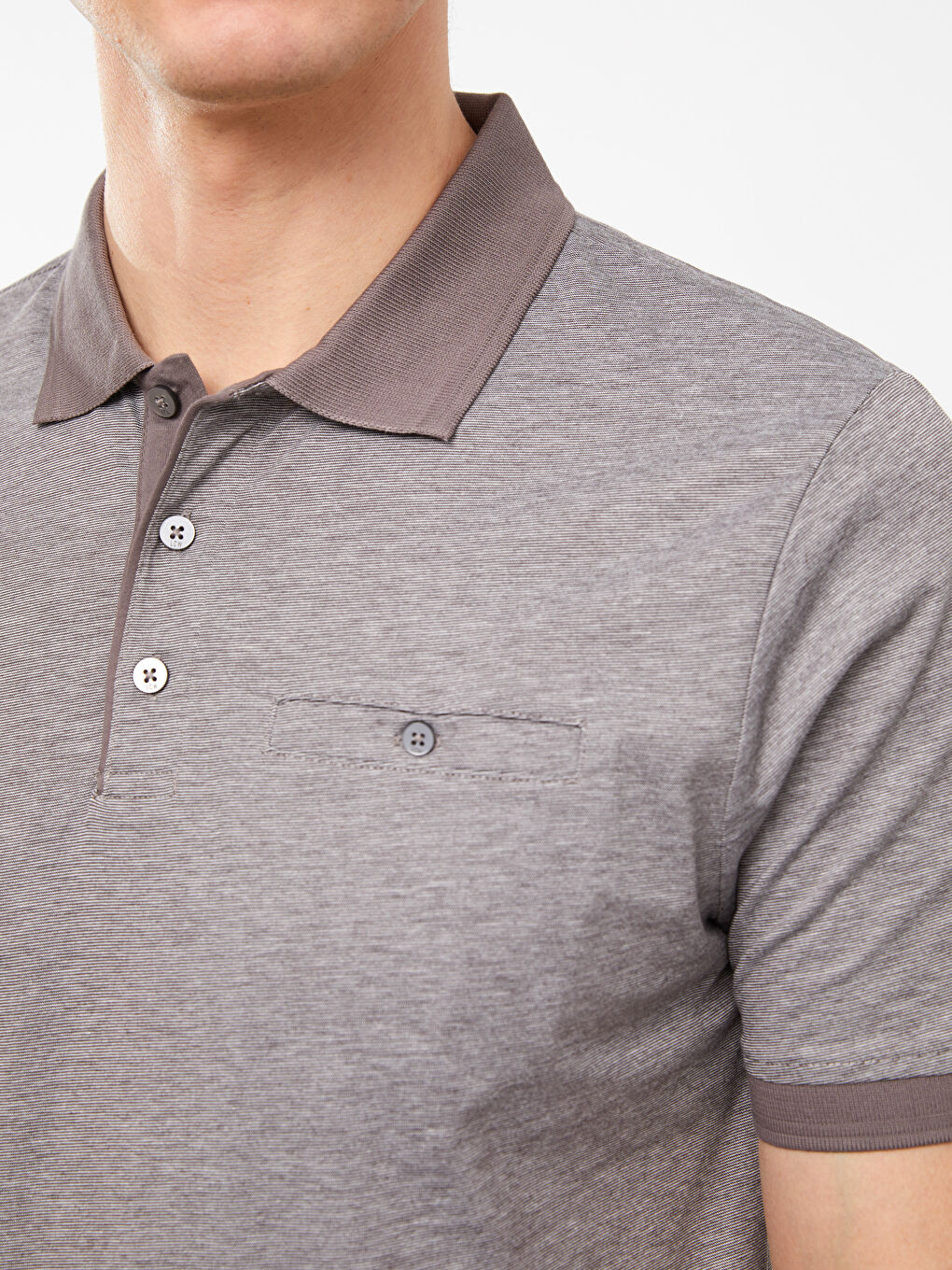 Ерлерге арналған мерсерленген поло жағалы қысқа жең футболка-3