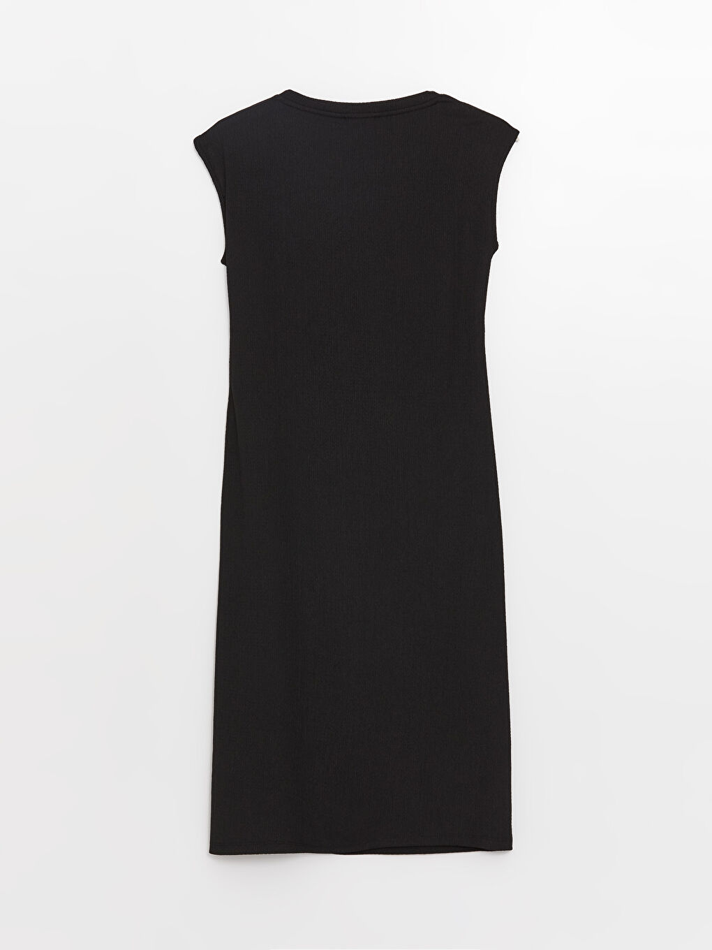 Siyah Bisiklet Yaka Düz Kısa Kollu Kadın Elbise-5