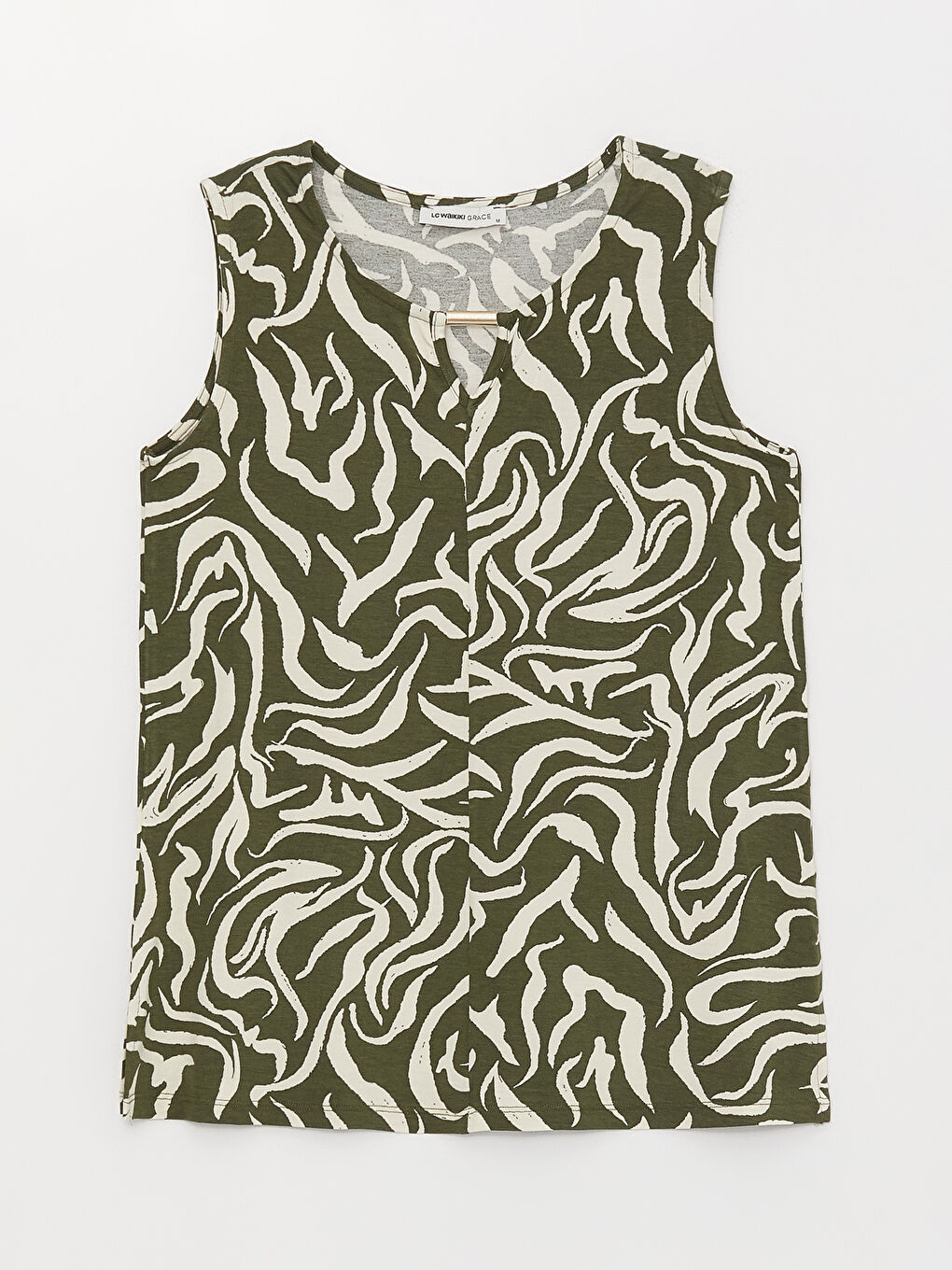 Yeşil Bisiklet Yaka Desenli Kadın Atlet-5