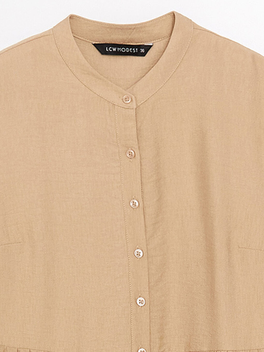 Kahverengi Hakim Yaka Düz Uzun Kollu Kadın Elbise-7