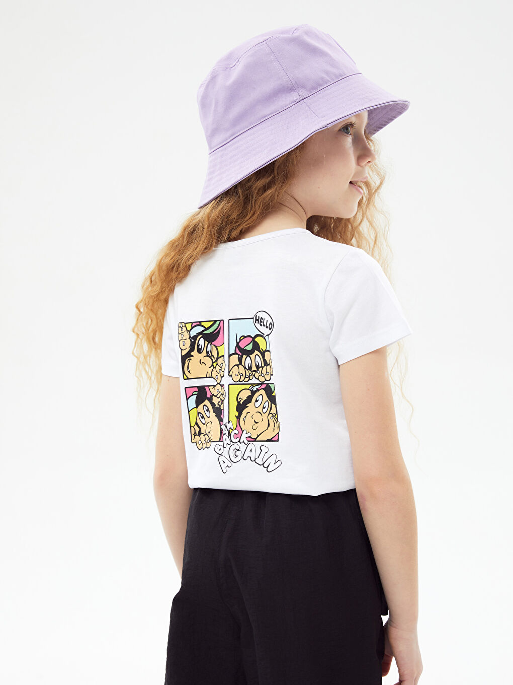 Crew Neck Nostalgic Monkey Printed Short Sleeve Girls' T-Shirt-1