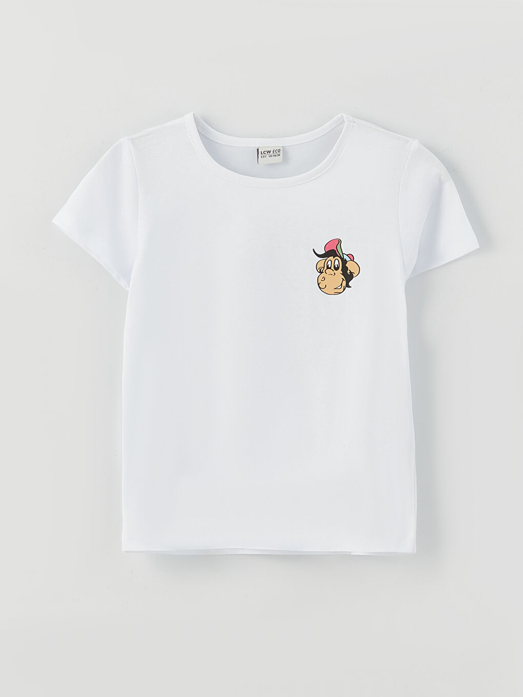 Crew Neck Nostalgic Monkey Printed Short Sleeve Girls' T-Shirt-3