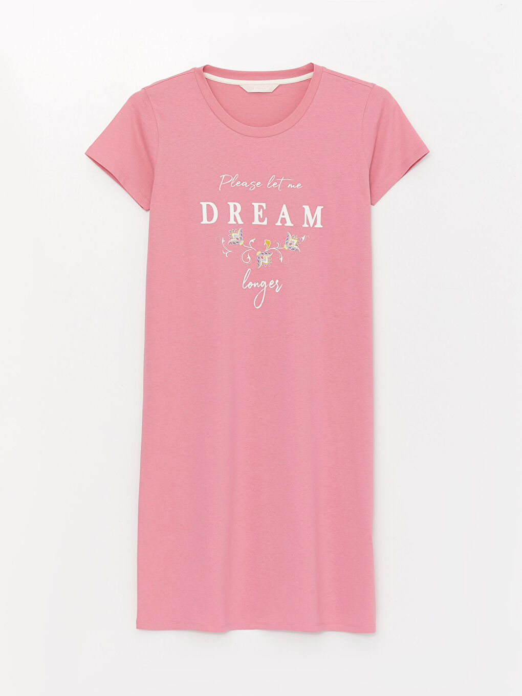 قميص نوم بياقة دائرية مطبوع بأكمام قصيرة للسيدات-5