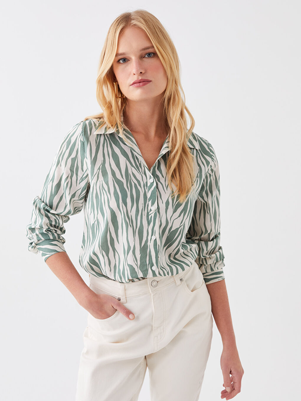 Patterned Long Sleeve Val Woman Shirt