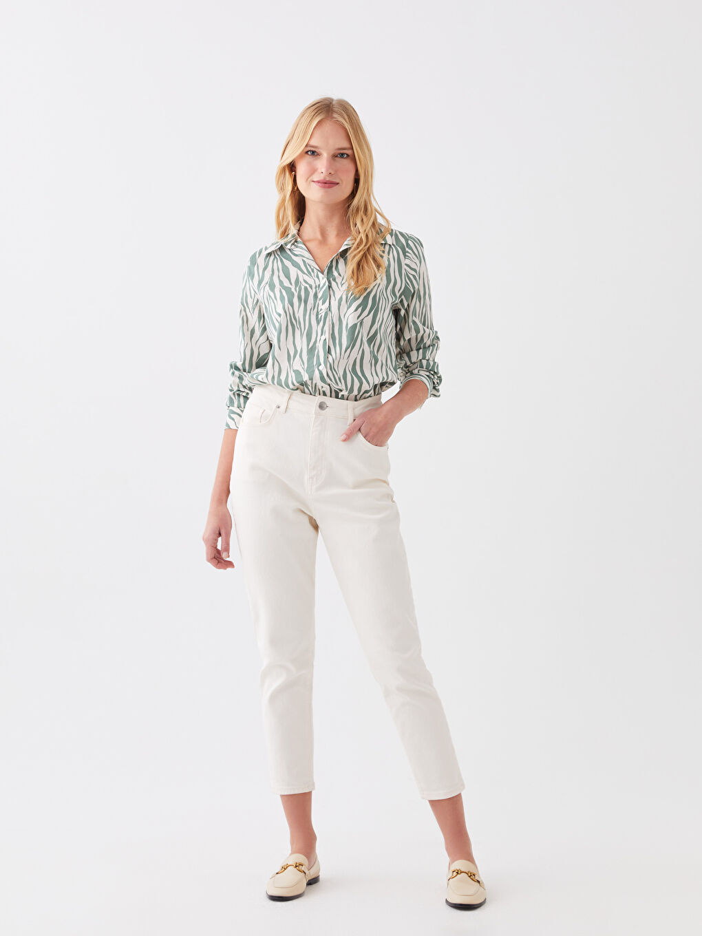 Patterned Long Sleeve Val Woman Shirt-2