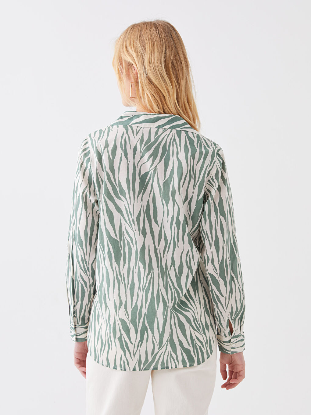 Patterned Long Sleeve Val Woman Shirt-4
