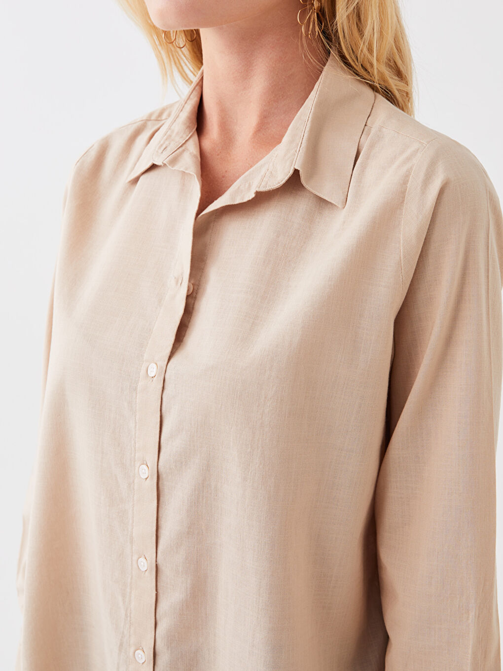 قميص تونيك للسيدات كم طويل سادة-3