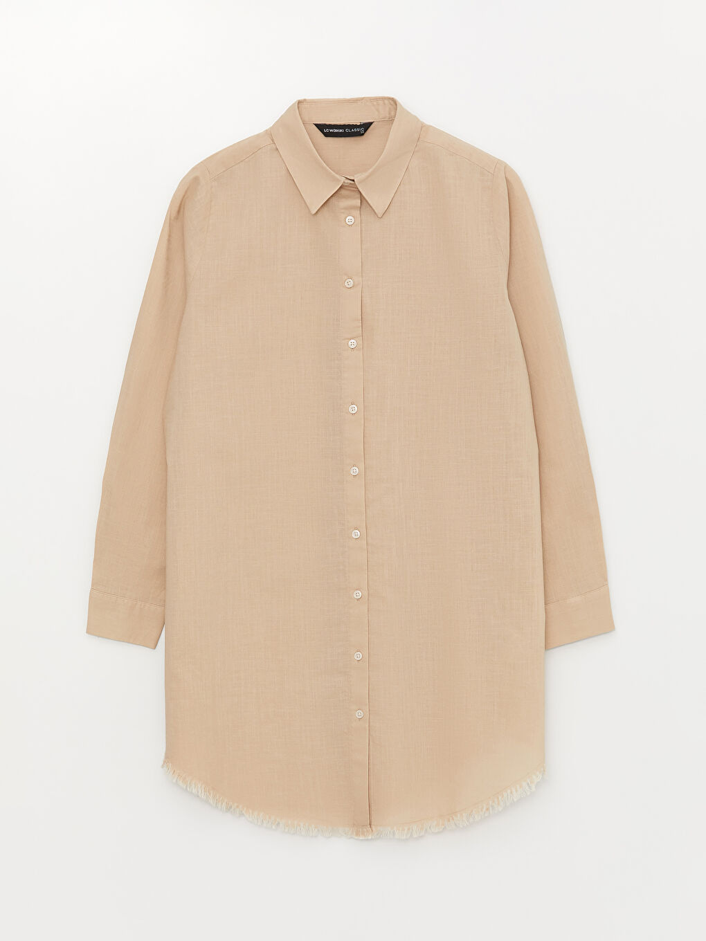 قميص تونيك للسيدات كم طويل سادة-5