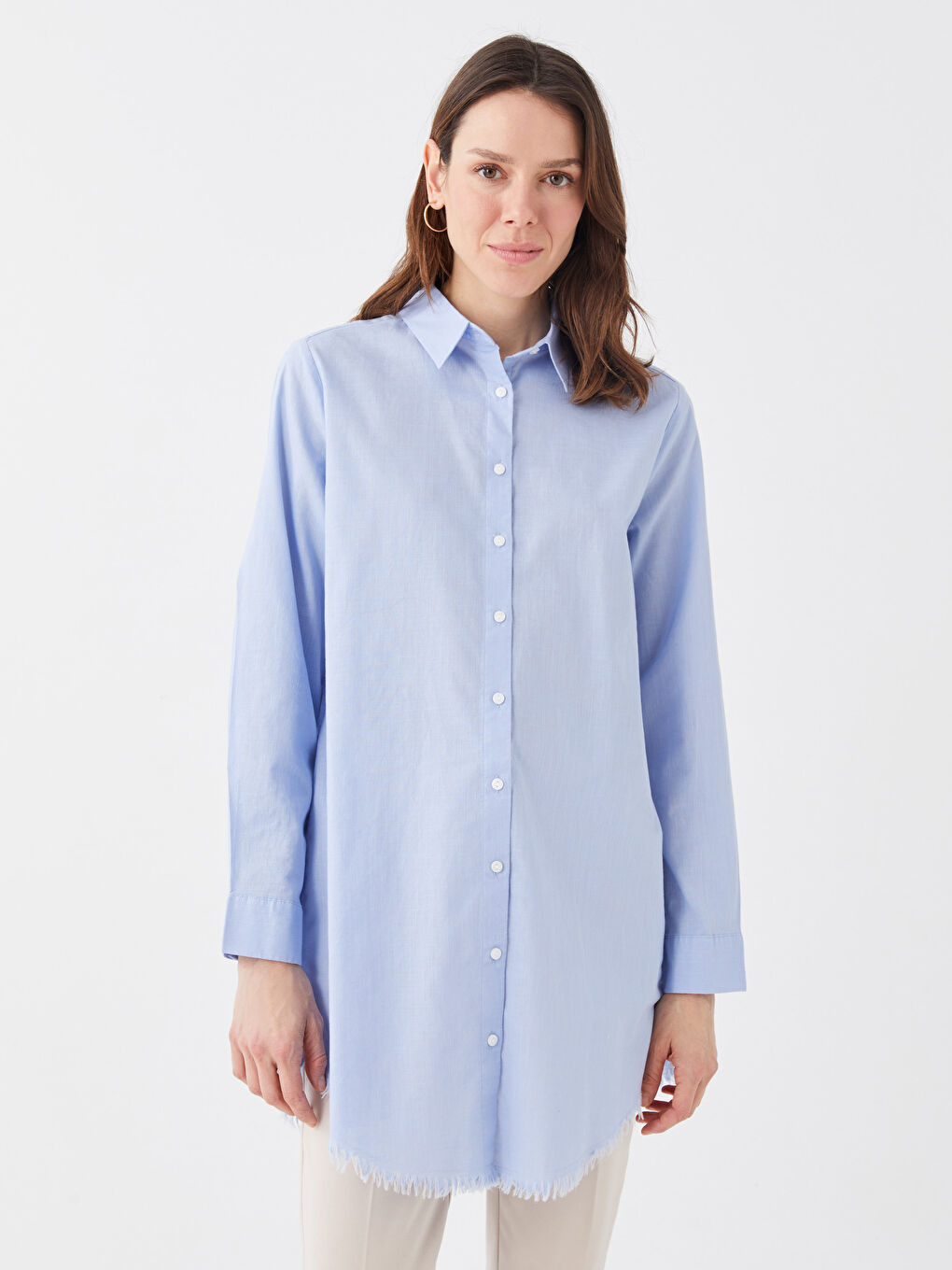 Tunique Chemise Unie à Manches Longues pour Femmes