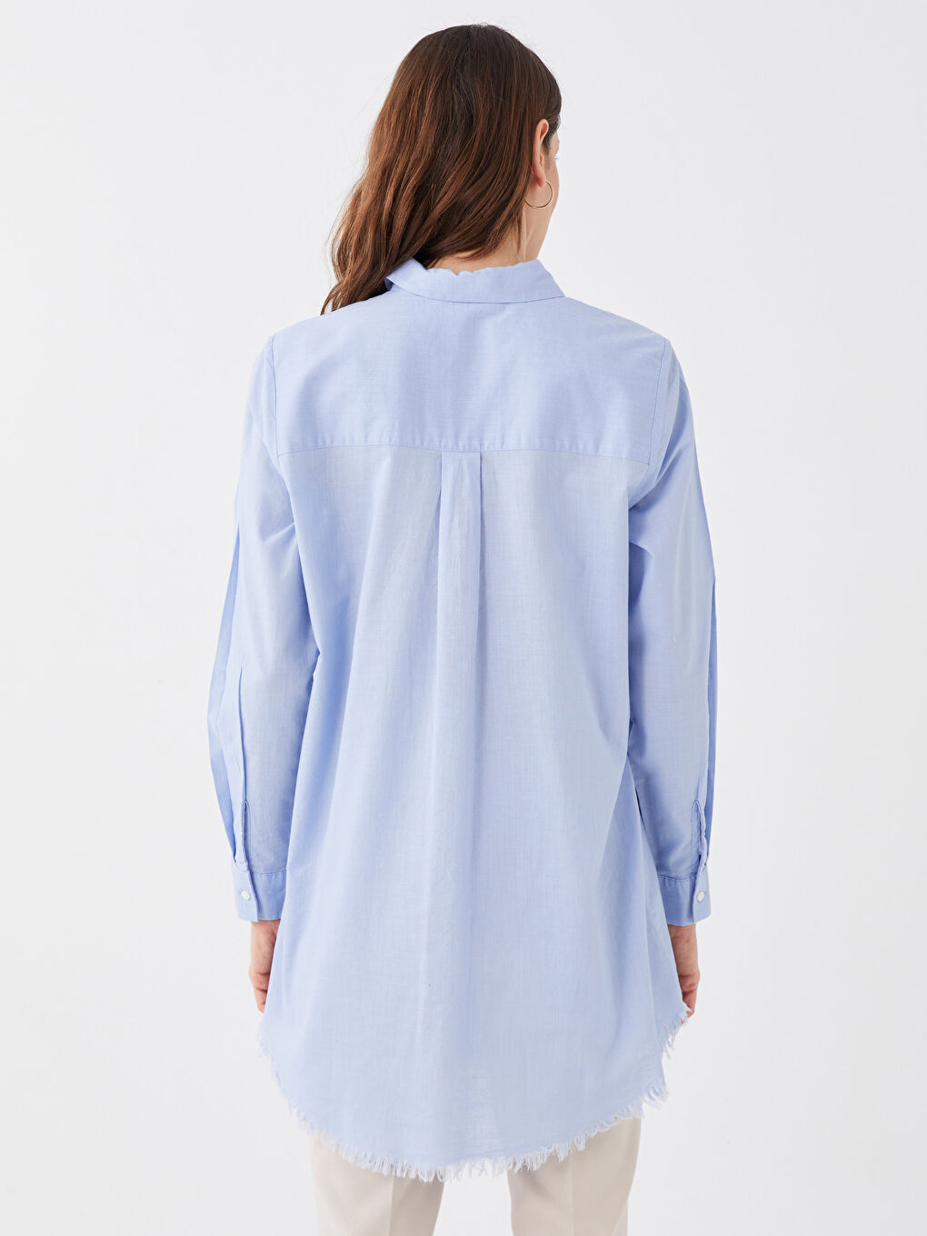 Tunique Chemise Unie à Manches Longues pour Femmes-4
