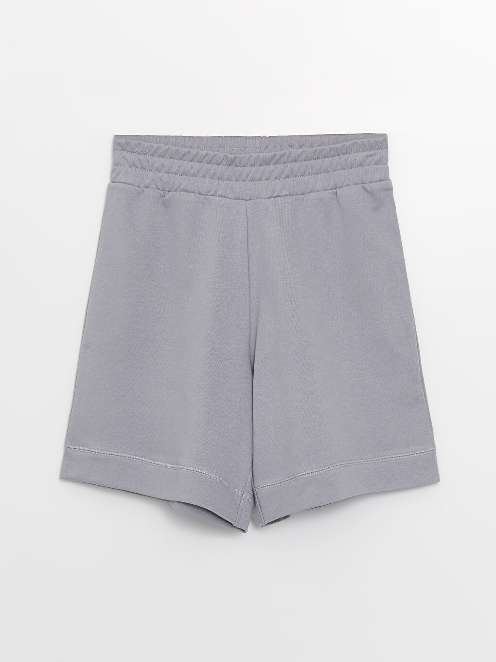 Gri Beli Lastikli Rahat Kalıp Kadın Şort-5