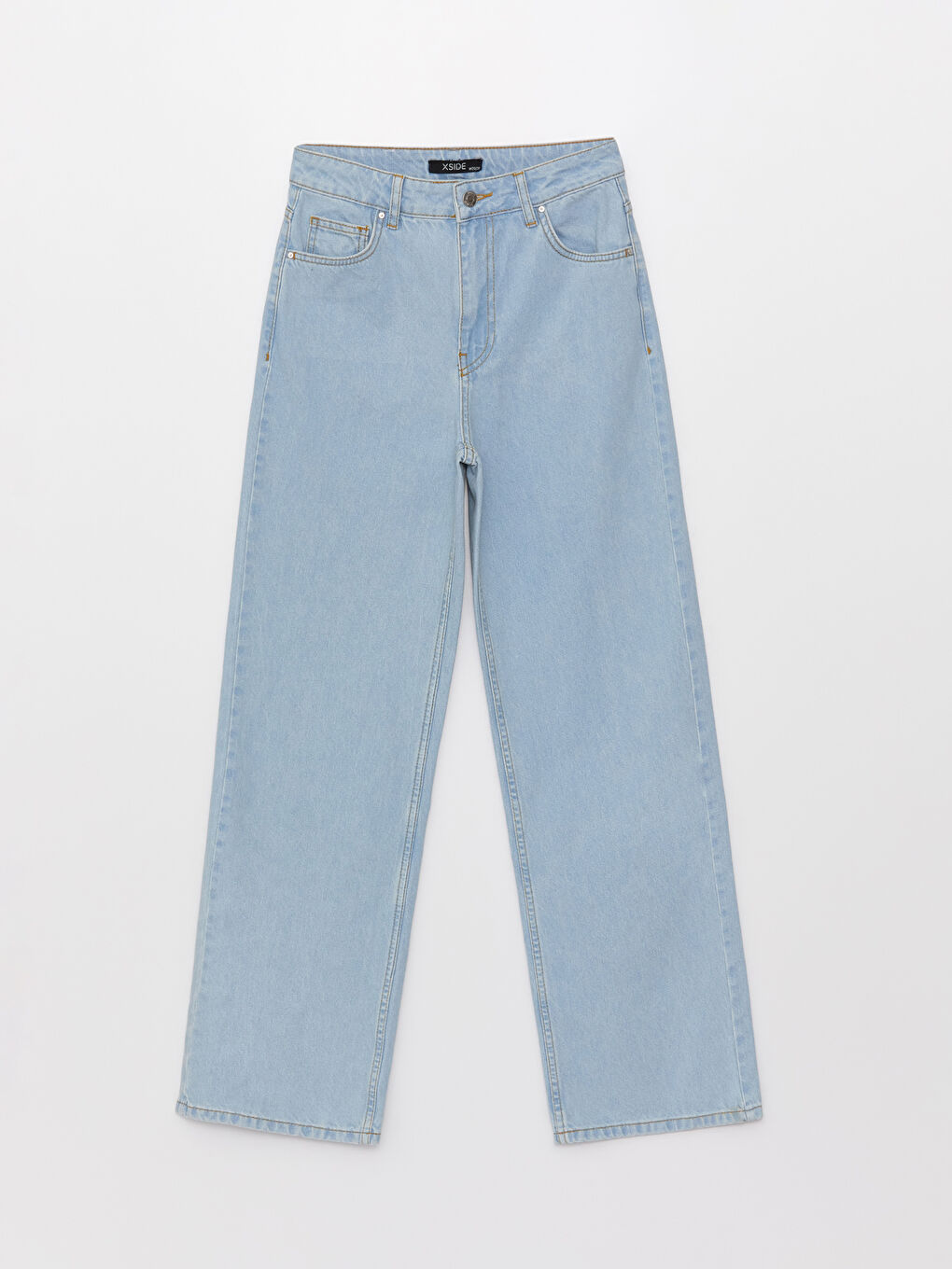 Mavi Yüksek Bel Wideleg Kadın Jean Pantolon-5