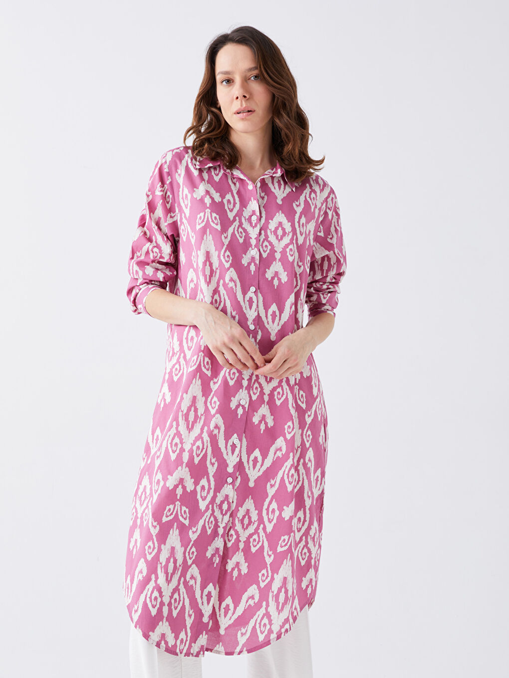 Узорчатая Женская Рубашка-Туника-1