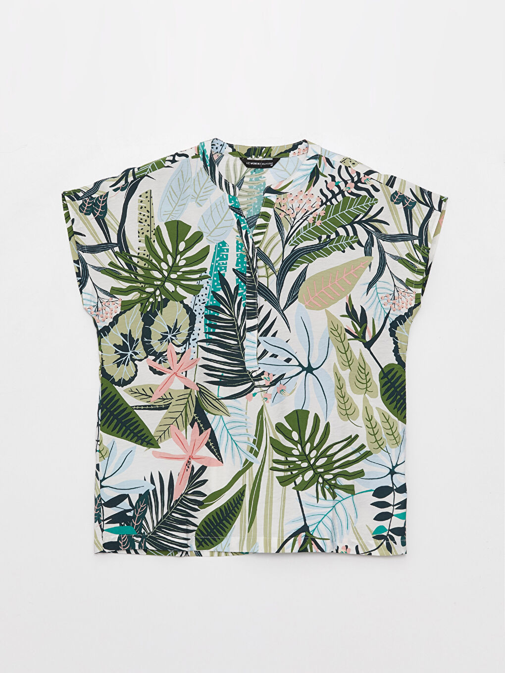 LCWAIKIKI Classic Kerbausschnitt Blumige Kurzarm Bluse für Damen -S3GQ81Z8-LRR