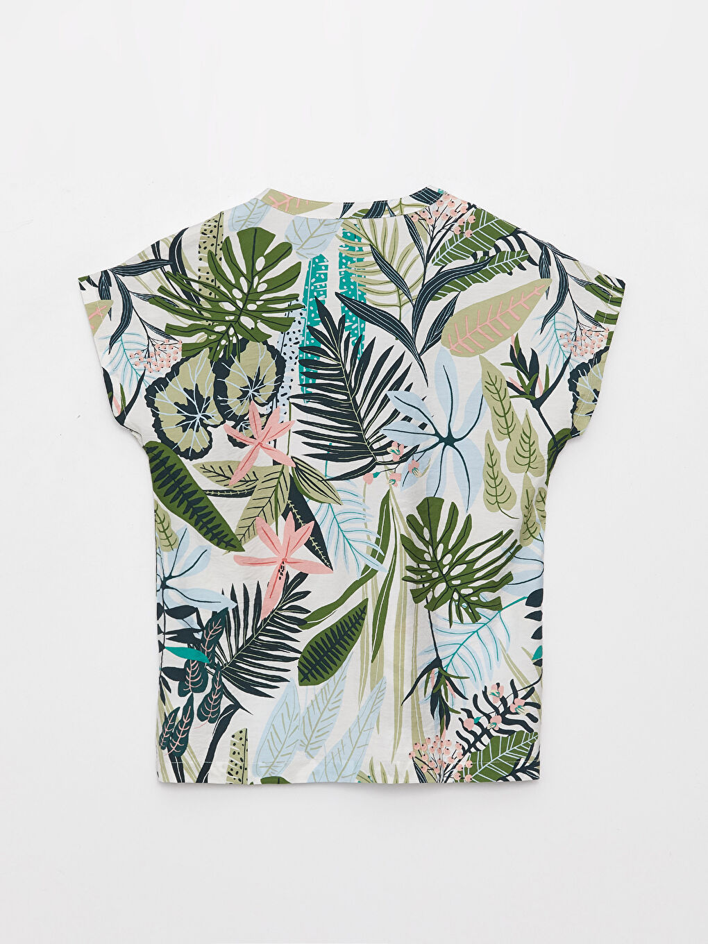 LCWAIKIKI Classic Kerbausschnitt Blumige Kurzarm Bluse für Damen -S3GQ81Z8-LRR