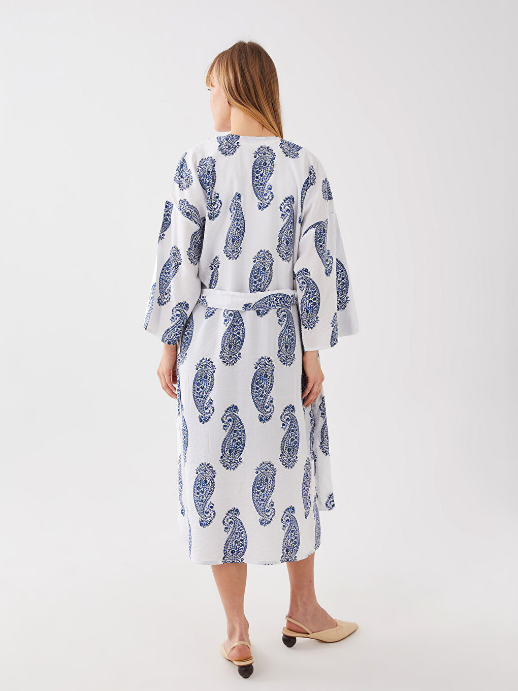 Shawl Collar Patterned Oversize Women's Kimono-4