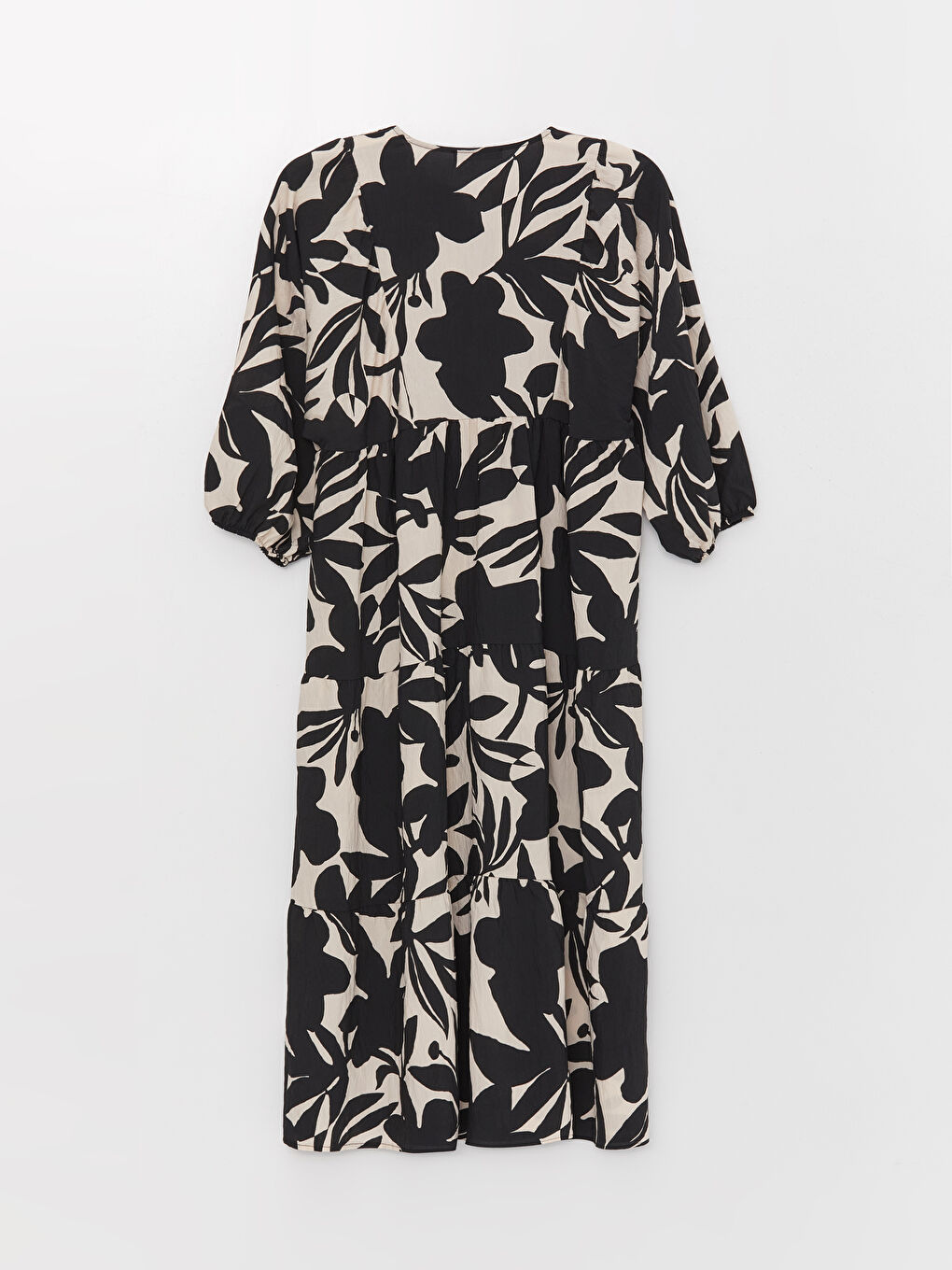 LCWAIKIKI Classic Henley Neckline Patterned Oversized Women's Dress -S3GQ86Z8-LRA