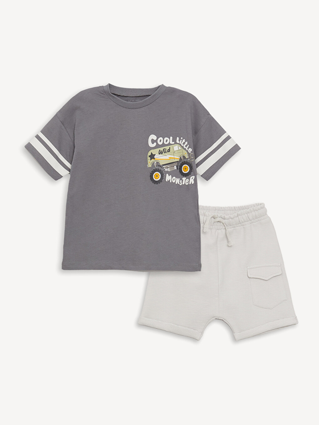T-shirt à Manches Courtes Col Rond Imprimé pour Bébé Garçons et Short Lot de 2