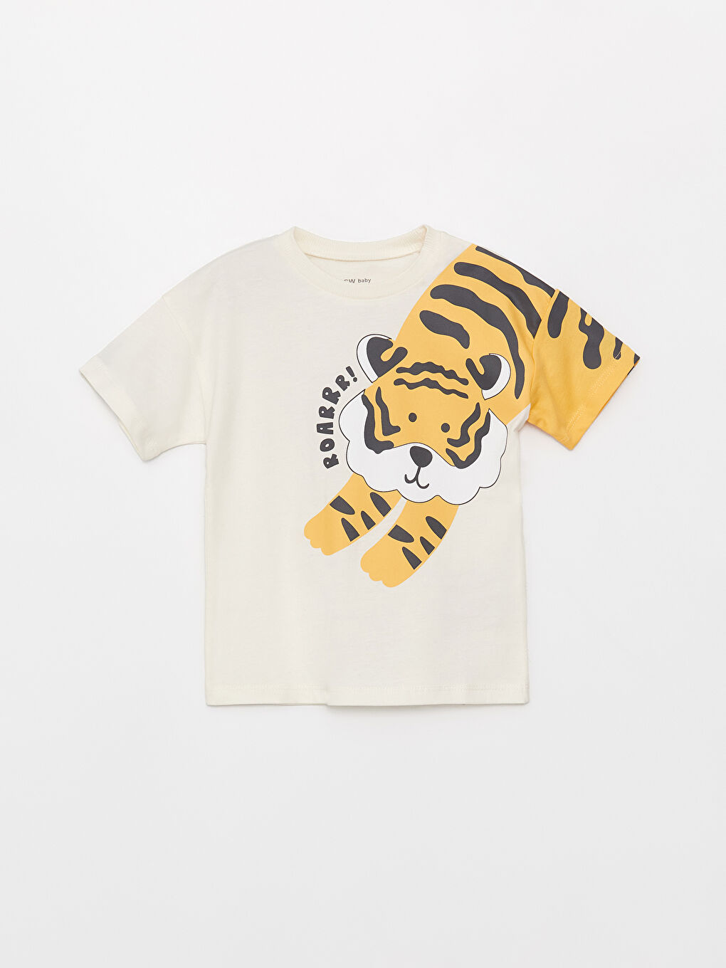 Ekru Bisiklet Yaka Baskılı Erkek Bebek Tişört ve Şort 2'li Takım-1