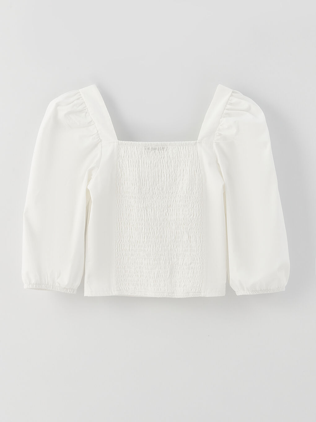 Square Collar Straight Balloon Sleeve Crop Women's Blouse-6