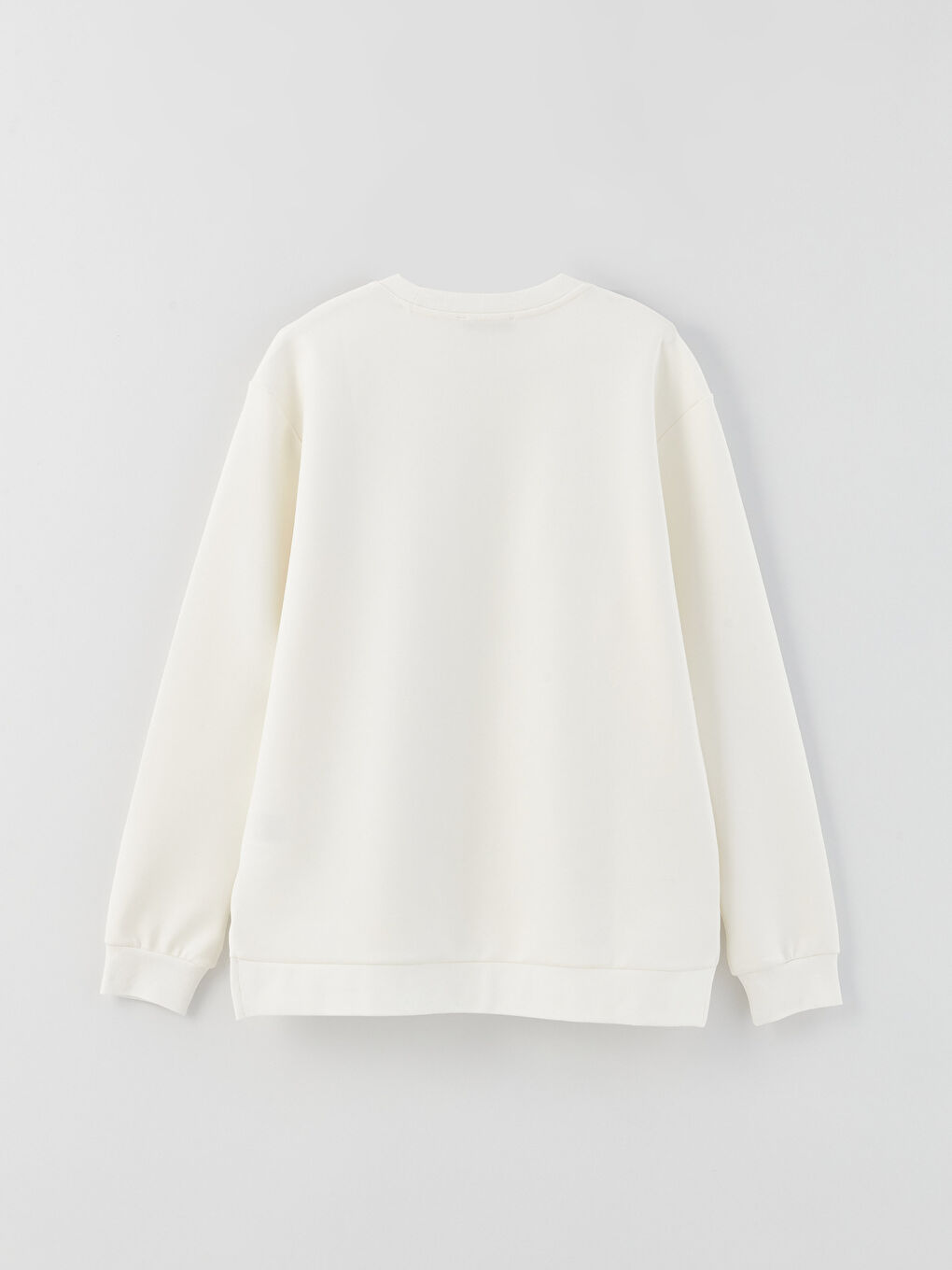 Ekru Bisiklet Yaka Uzun Kollu Erkek Sweatshirt-6