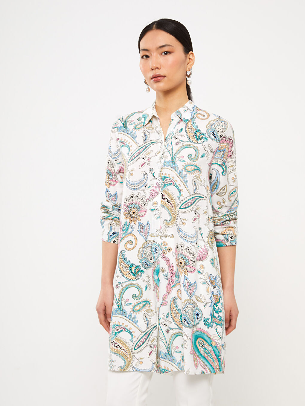 Patterned Women's Shirt Tunic-1