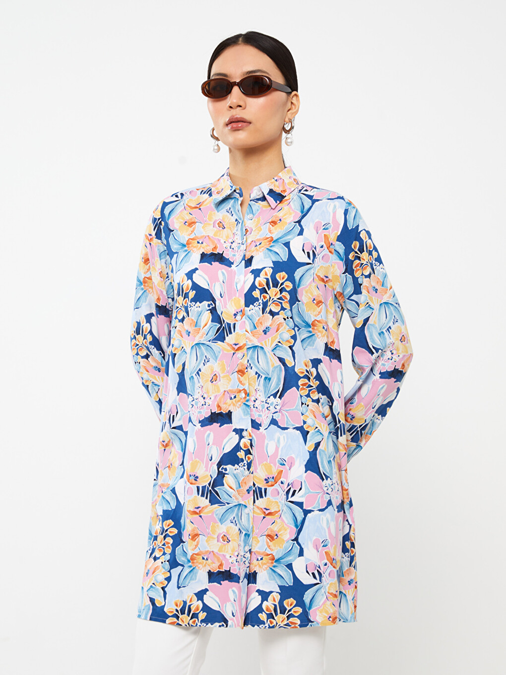 Patterned Women's Shirt Tunic-1