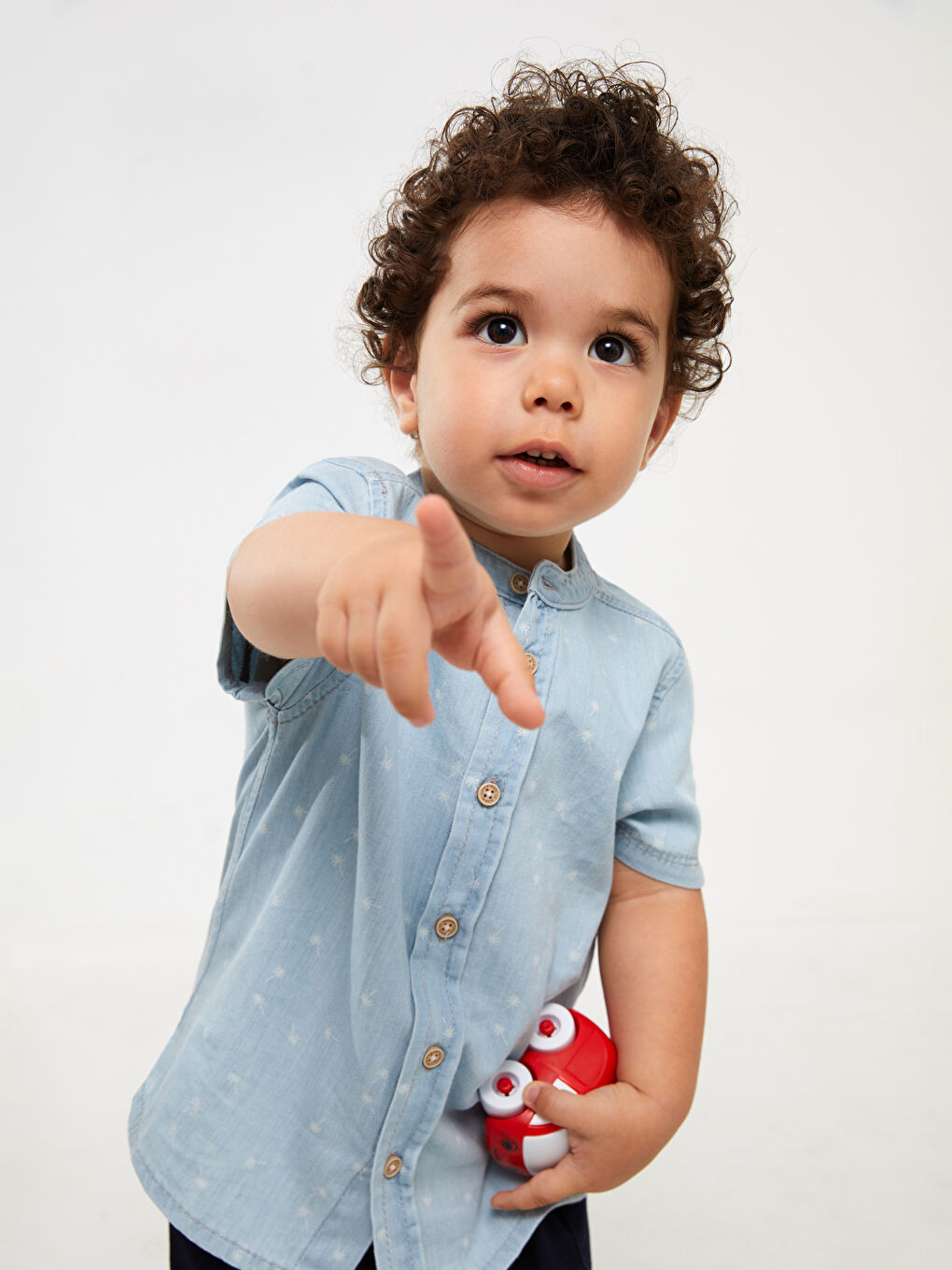 Grandad Collar Short Sleeve Baby Boy Jean Shirt -S3GR60Z1-LQK