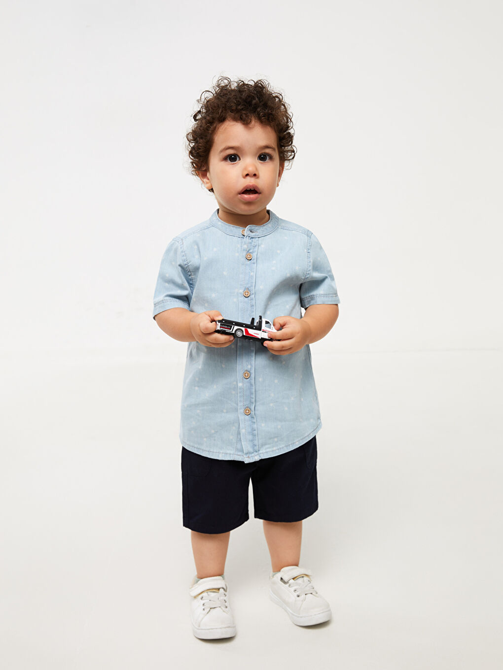 Grandad Collar Short Sleeve Baby Boy Jean Shirt -S3GR60Z1-LQK