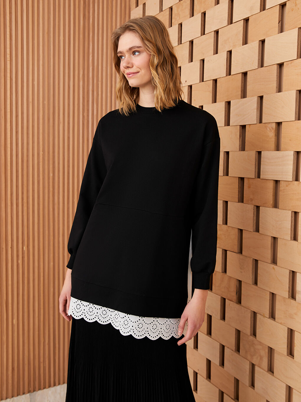 Tunique en Sweatshirt à Col Cheminée pour Femmes-1