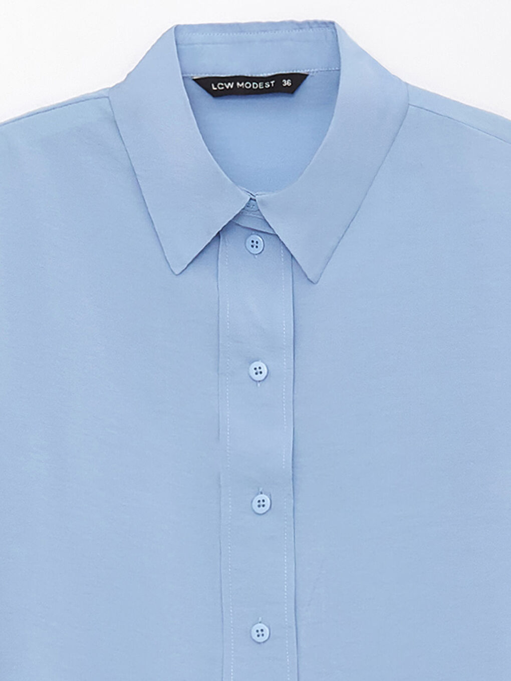 Mavi Düz Uzun Kollu Kadın Gömlek Tunik-7