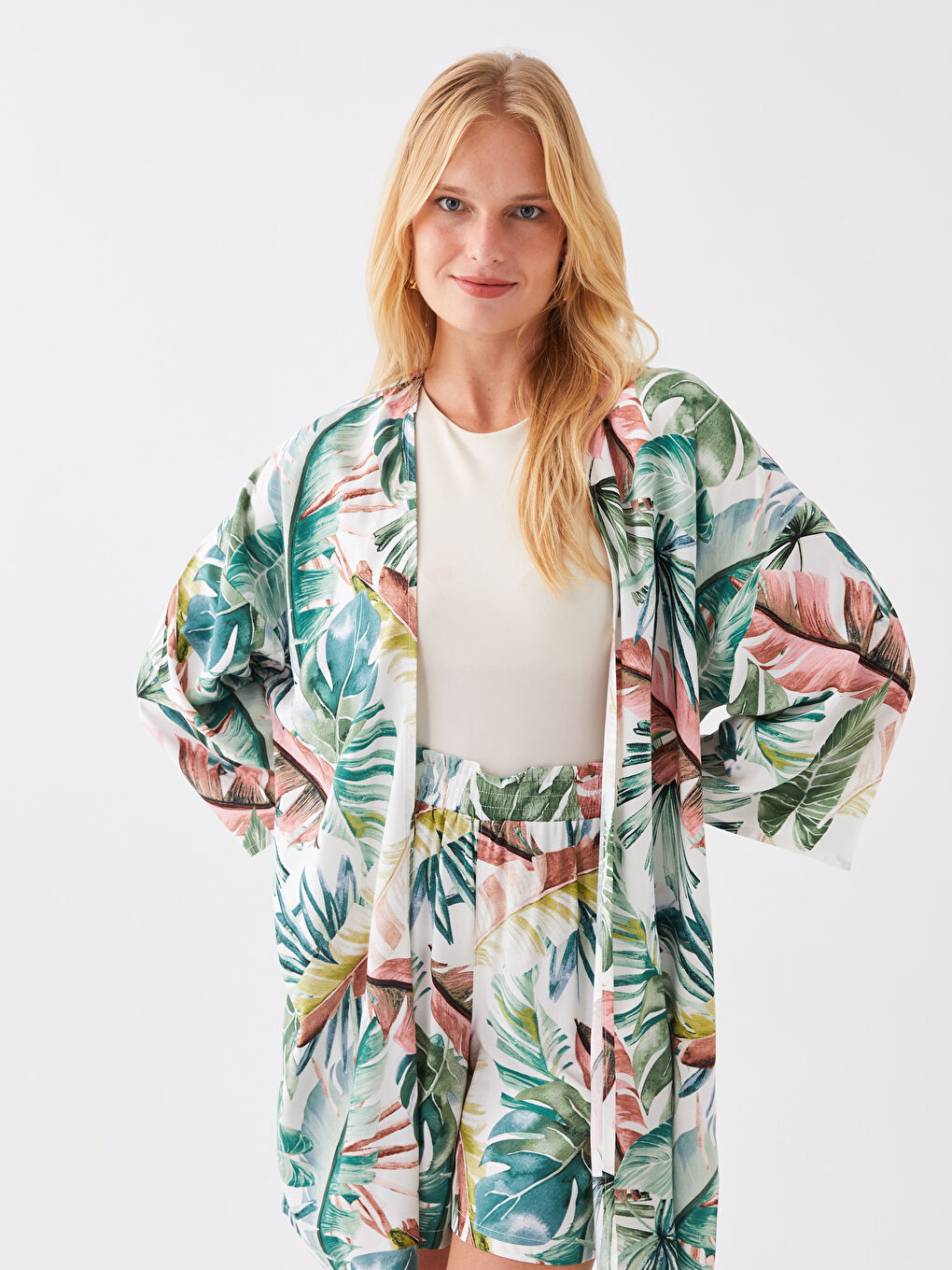 Shawl Collar Patterned Oversize Women's Kimono