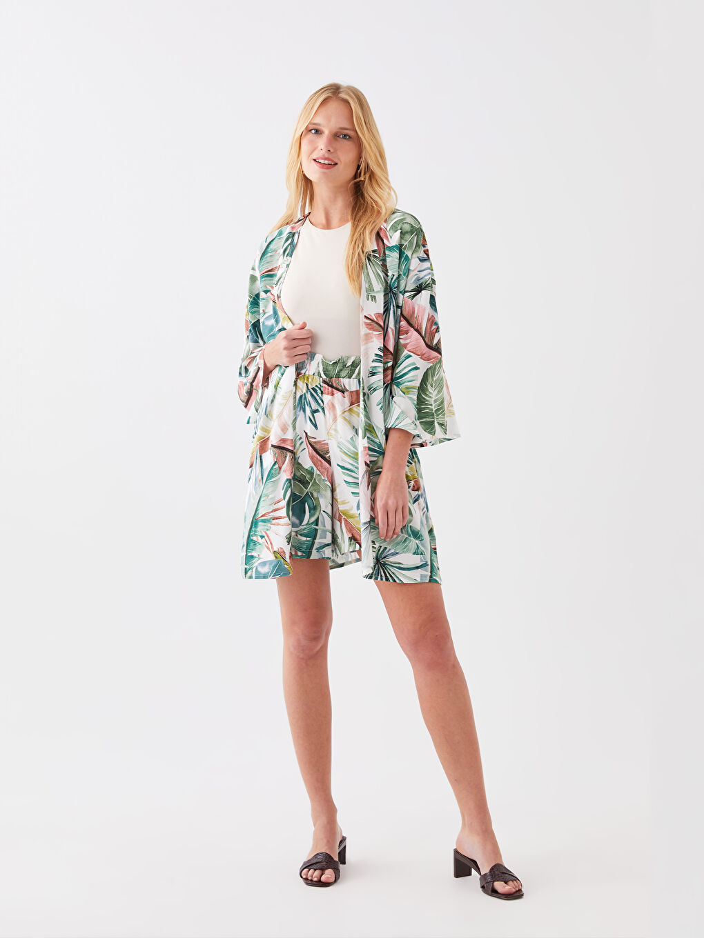 Shawl Collar Patterned Oversize Women's Kimono-2