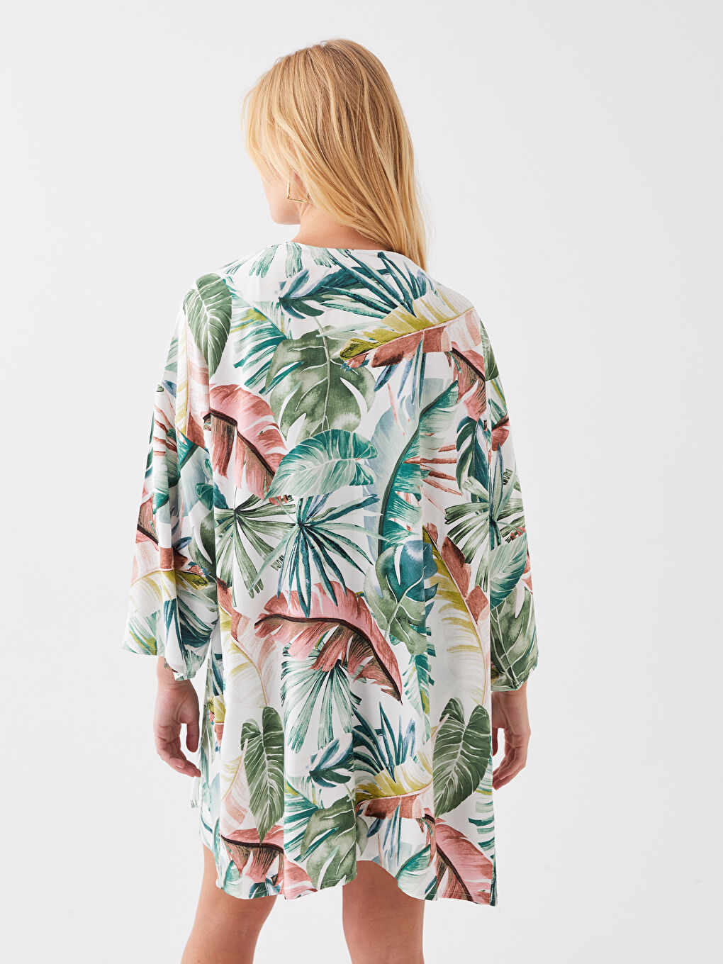 Shawl Collar Patterned Oversize Women's Kimono-4