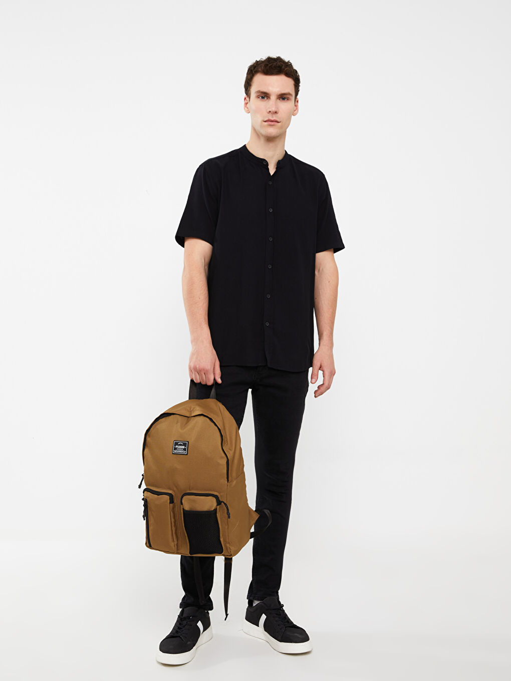 Sarı Etiket Detaylı Erkek Sırt Çantası-1