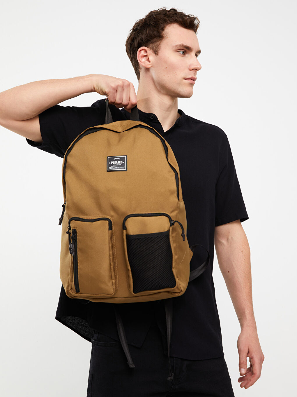 Sarı Etiket Detaylı Erkek Sırt Çantası-2