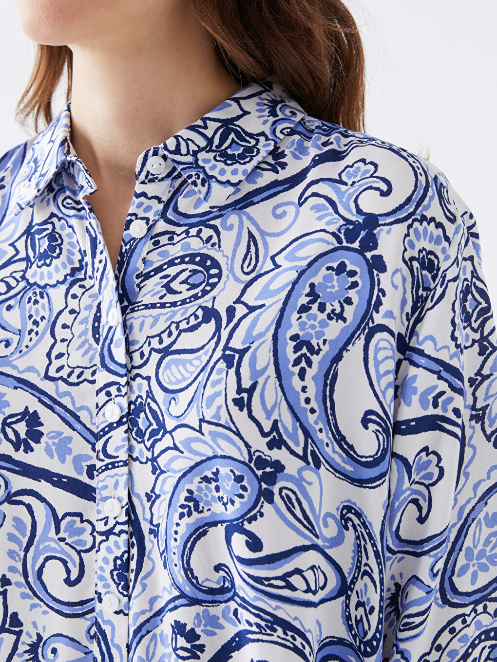 Tunică Cămașă Supradimensionată cu Mânecă Lungă și Model pentru Femei-3