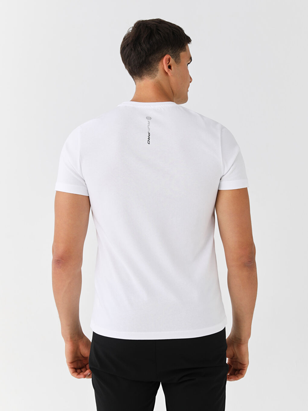 Beyaz Bisiklet Yaka Kısa Kollu Erkek Spor Tişört-4